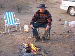 Bill enjoying breakfast after the walk on the re-trace trip